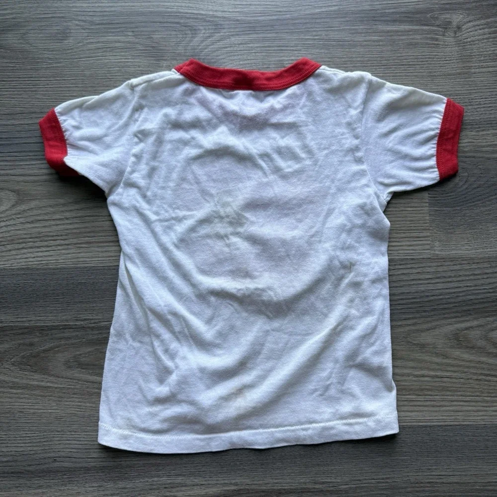 VTG 80s Colorado Flames CHL Minor League Hockey Ringer T Shirt Youth S 6-8 RARE